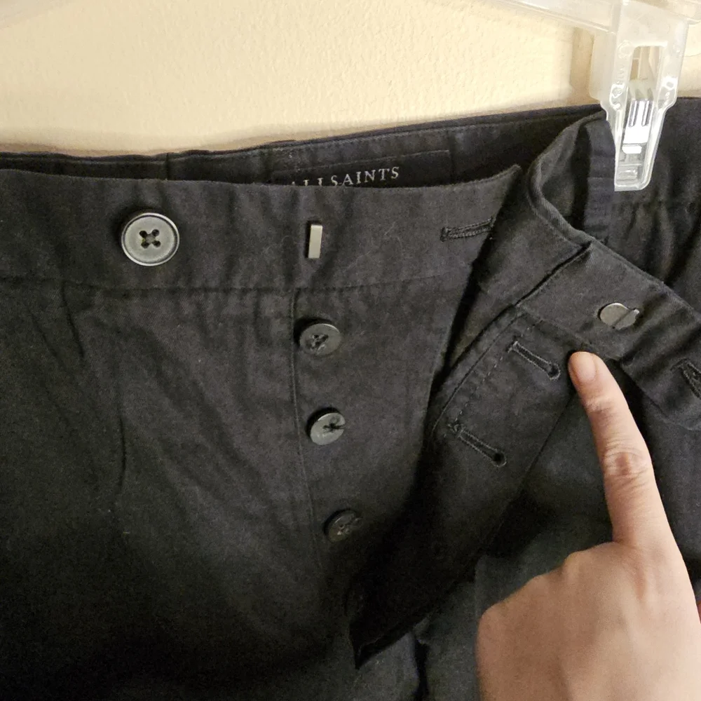 All Saints Kato Cropped Button Fly Chino Trousers